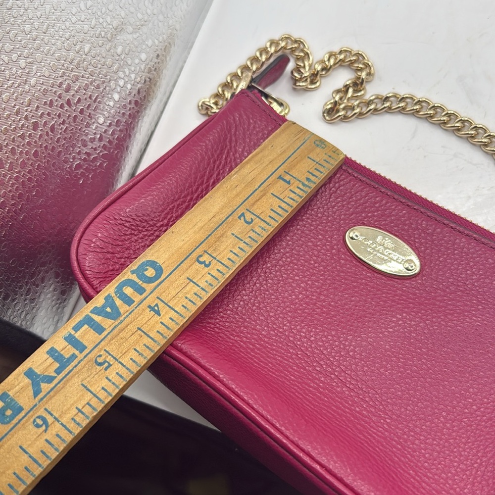 Coach Nolita Shoulder Bag Wristlet Clutch Baguette Purse Pink Pebble Leather - Picture 15 of 16